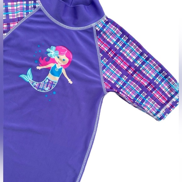 UV Skinz Girls Purple Half Sleeve Mermaid Rash Guard Swim Shirt Size 5 - Picture 2 of 4